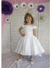 White Satin High Low Flower Girl Dress